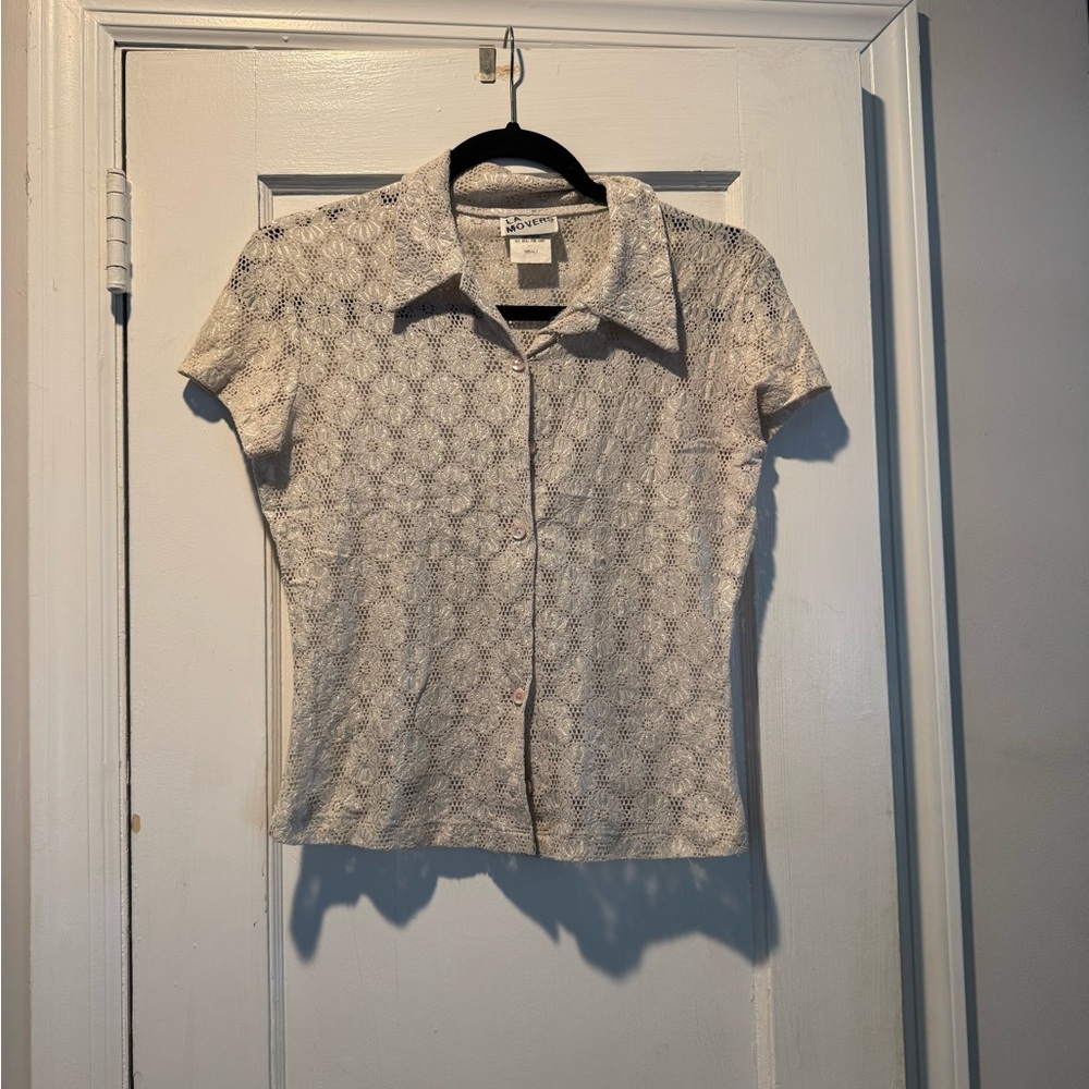 Cream Lace Button-Up